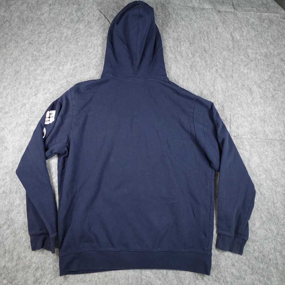 Columbia Hoodie Mens Large Tall Navy Blue Sleeve Logo Graphic Pullover Fleece - Picture 6 of 7